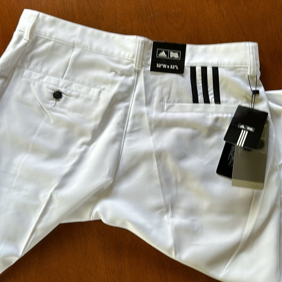 NWT men’s adidas climalite golf pants, size 32x32, white w black stripes & logo. - Picture 4 of 4